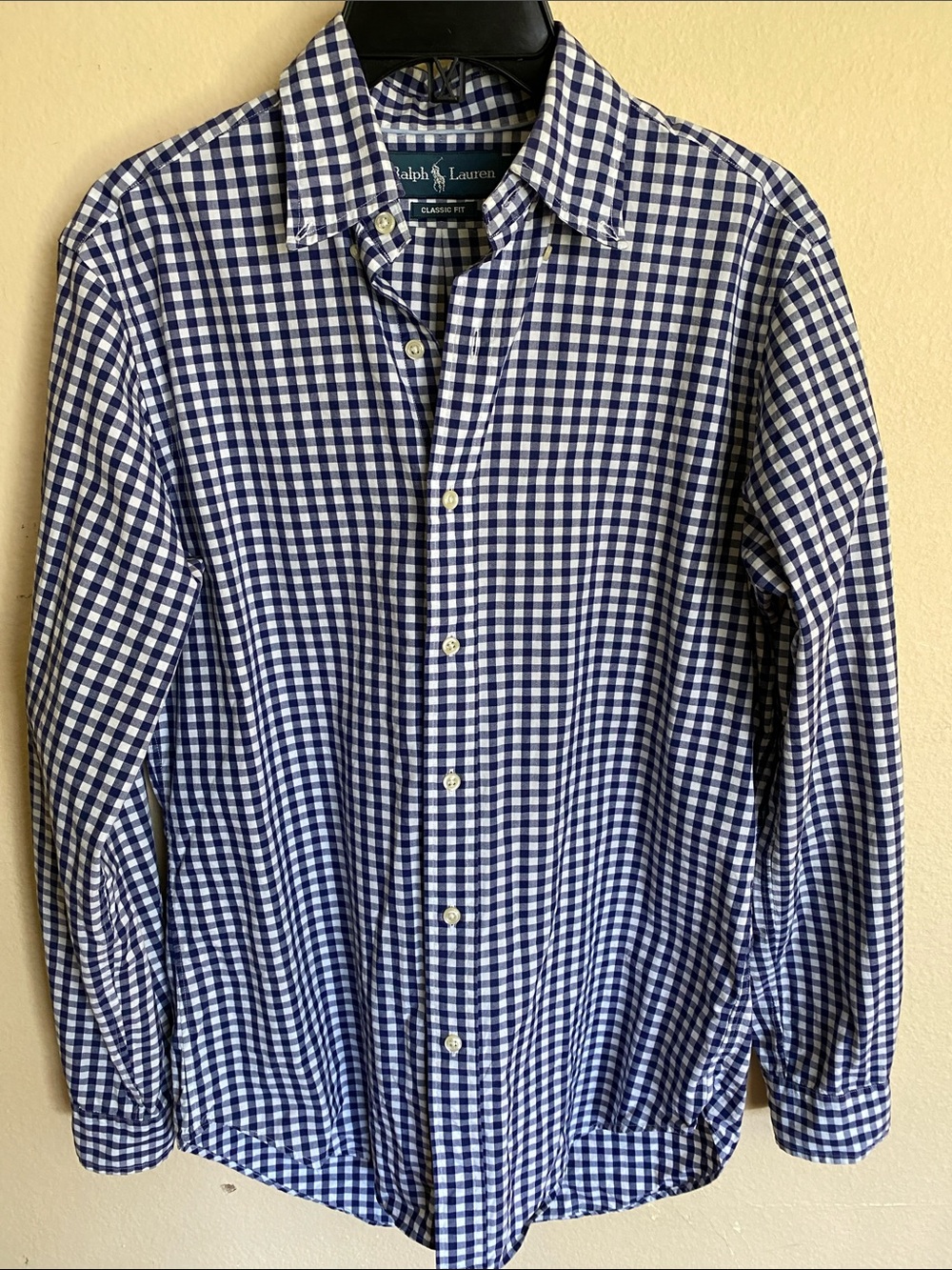 Ralph Lauren Navy and White Gingham Button-Down Shirt